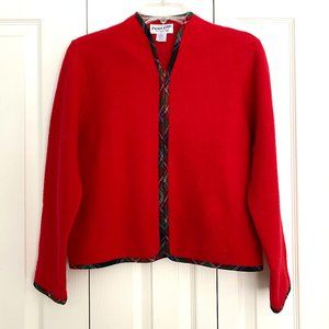 Vintage Pendleton 100% Merino Wool Cardigan Sweater Red Size MP Hong Kong Made